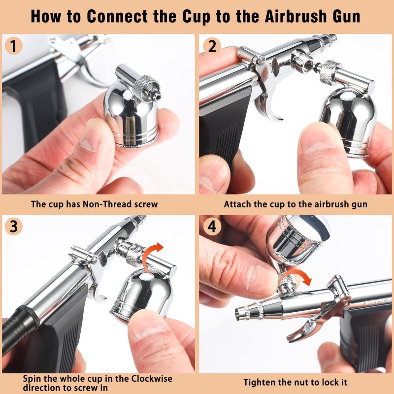 Uouteo Airbrush Trigger Gun Air Brush Gun with 0.3 mm Needles 7CC &10 CC Cup for Painting - Image 4